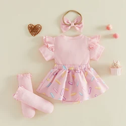 Conjunto bebé niña para cumpleaños con bordado y falda estampada