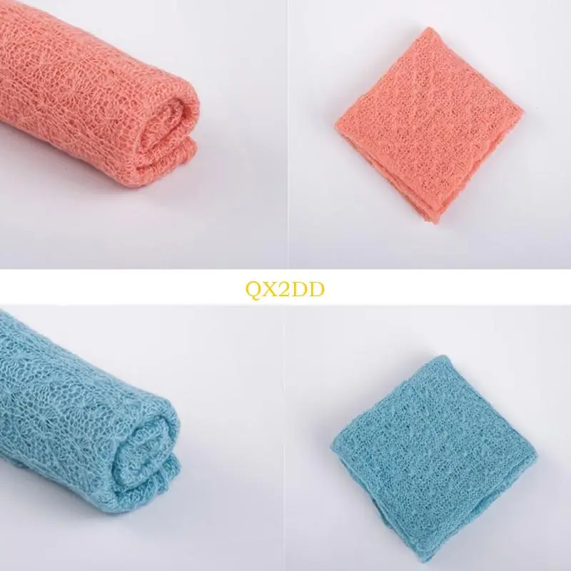 QX2D Manta para recién nacido con tocado de perlas para fotos - imagen 2