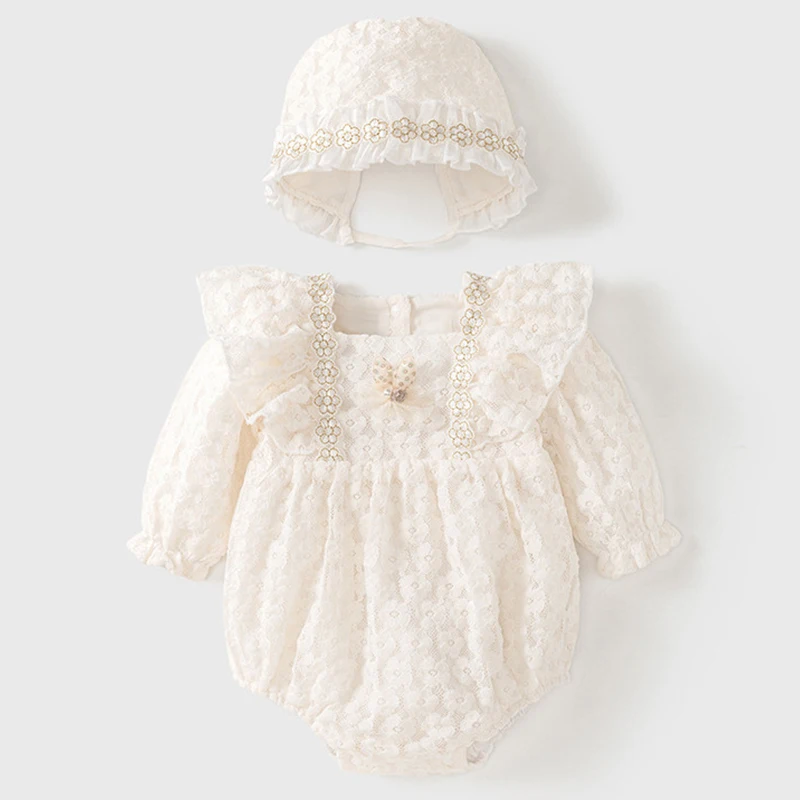 Conjunto otoño niña recién nacida con mono encaje - imagen 4