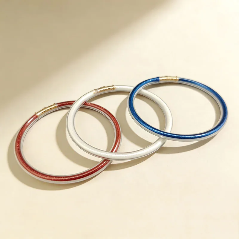 Pulseras infantiles de gelatina con lazo y brillo para fiestas - imagen 2