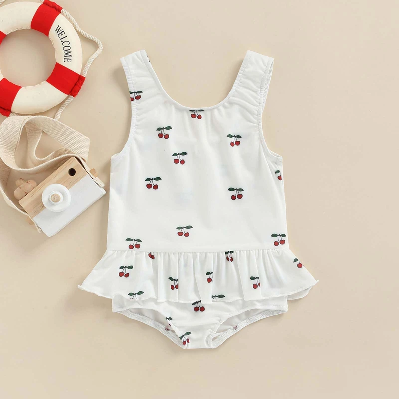 Tregren bañador infantil con estampado de sol y cerezas para niña - imagen 3