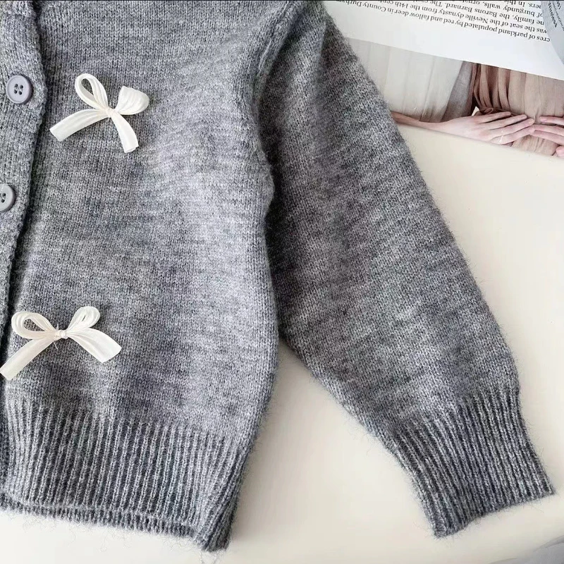 Conjunto de punto para niña con cárdigan y falda de gasa - imagen 5