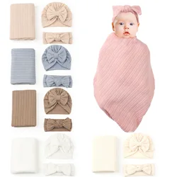 Manta envolvente con gorro y diadema de diseño trigo para bebés