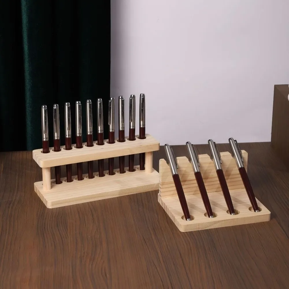 Soporte de escritorio en madera con organizador para bolígrafos - imagen 2