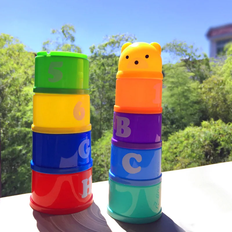 Tazas apilables arcoíris para bebés – Torre educativa Montessori - imagen 3