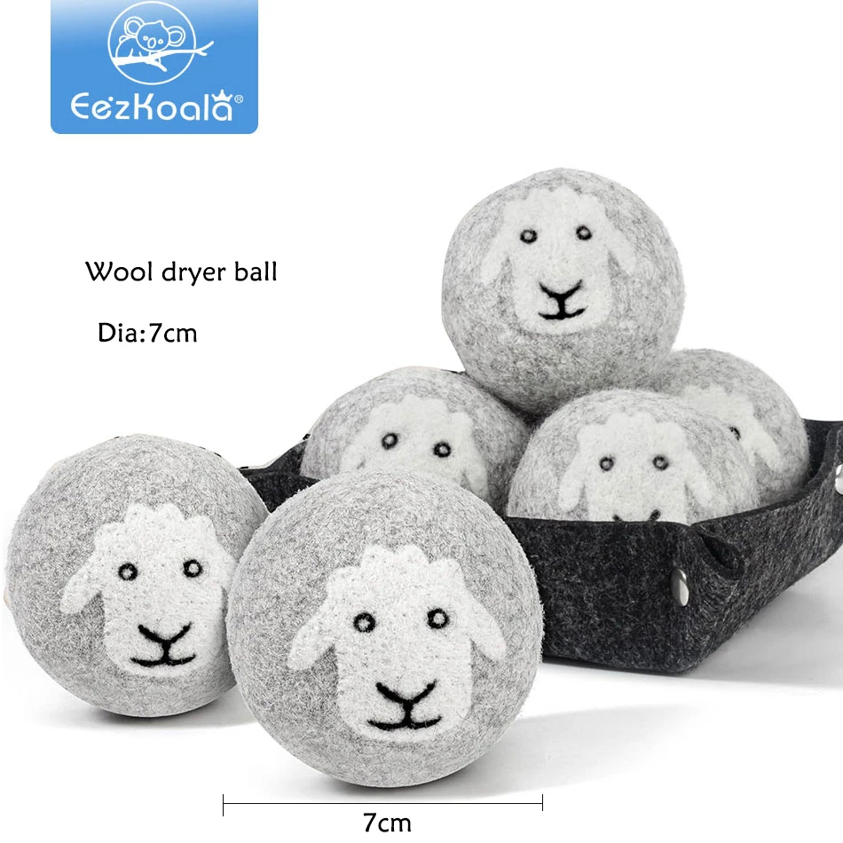 Bolas de lana para secadora de oveja gris 7 cm