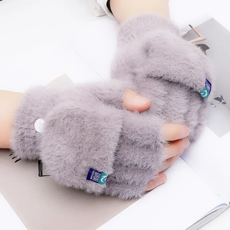 Guantes de felpa sin dedos para estudiantes, cálidos y gruesos - imagen 4
