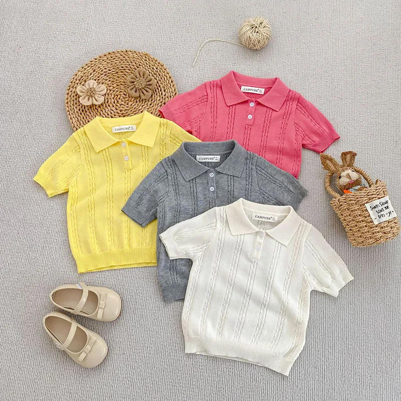 Polo de verano unisex de punto holgado y ventilado, color liso - imagen 5
