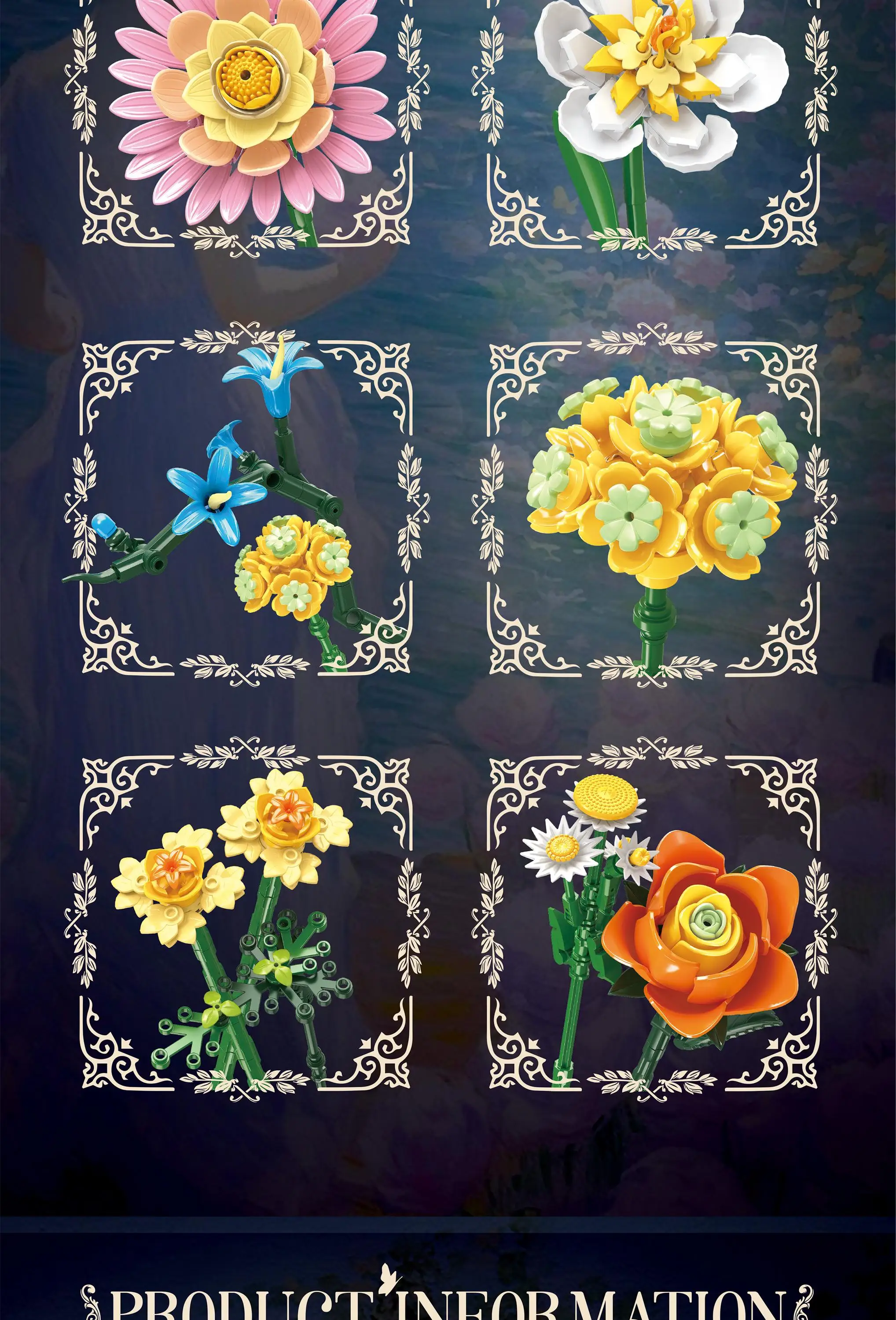 Bloques de construcción de flores desempaquetados