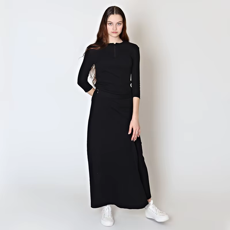 Conjunto camisa cremallera algodón falda envolvente niña manga larga