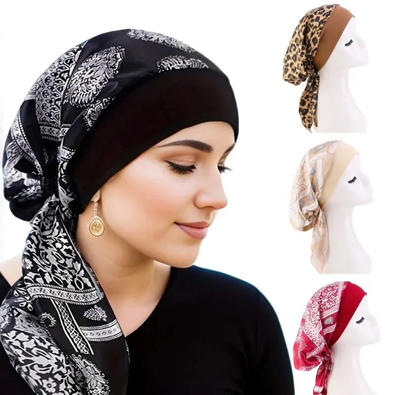 Gorro de dormir satinado para turbante con hijab envolvente mujer