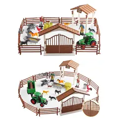 Juego de granja con valla, conjunto educativo para niños