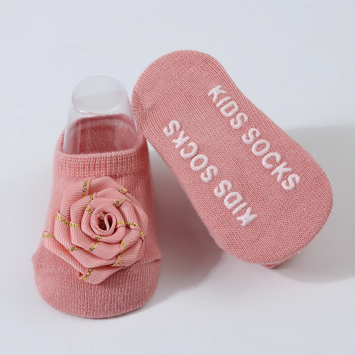 Calcetines antideslizantes para bebé – Algodón suave con flores acanaladas - imagen 4