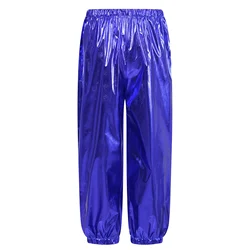 Pantalones de baile metálicos brillantes con cintura elástica para jazz