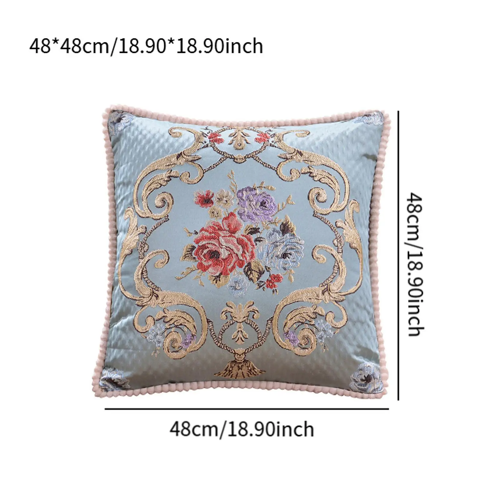 Funda de almohada bordada jacquard floral estilo europeo - imagen 5