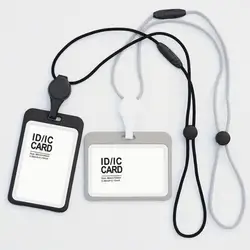 Porta tarjetas de identificación retráctil transparente con cordón
