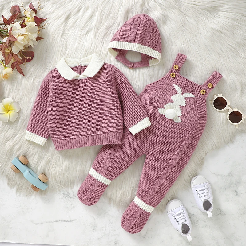 Conjunto de bebé de invierno cálido con suéter y gorro - imagen 2