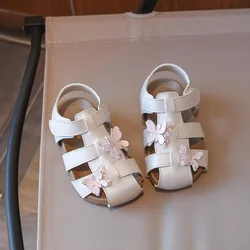 Sandalias verano antideslizantes de princesa para niñas, suela suave