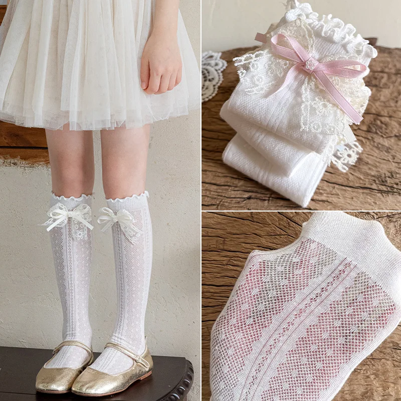 Calcetines de media caña finos para niña estilo Lolita con lazo - imagen 2