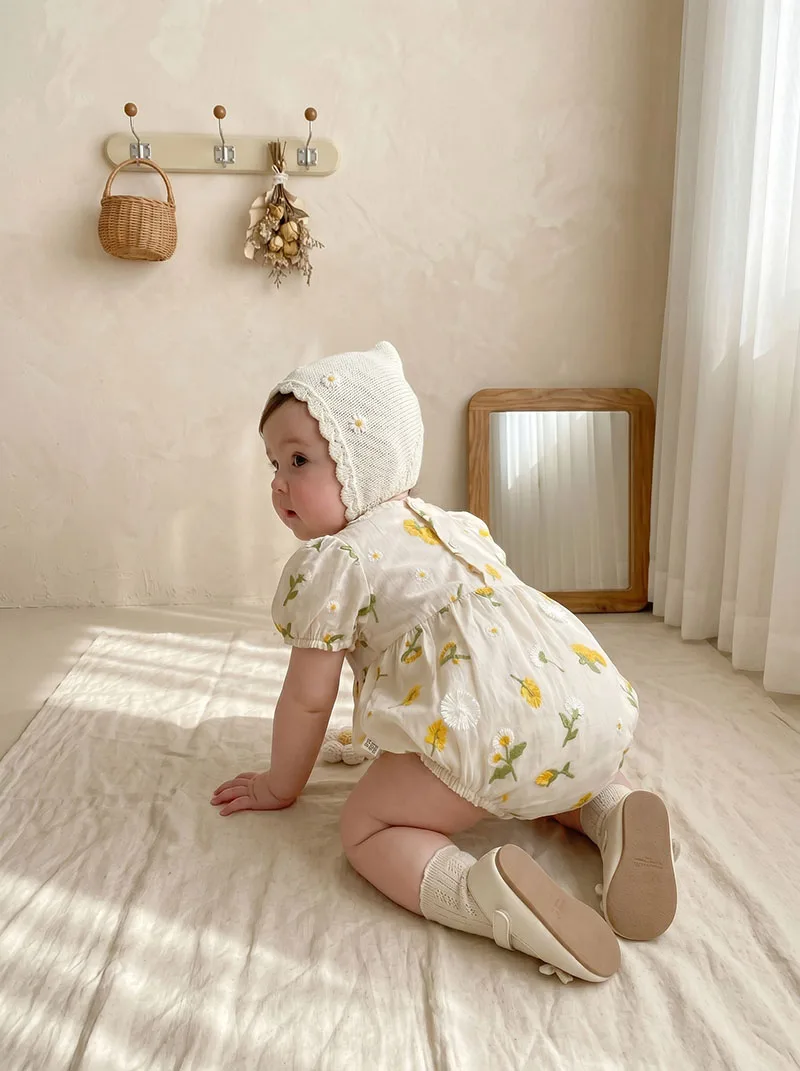 Body verano bebé niña – cómodo y ventilado con bordados margaritas - imagen 4
