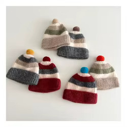Gorro de punto a rayas para niños – Diseño invernal con puños