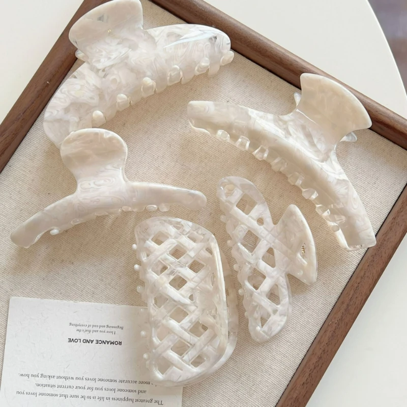 Pinza tiburón de acetato con patrón gofrado elegante estilo coreano - imagen 4