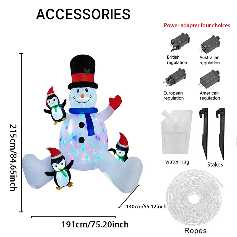 Muñeco de nieve inflable con luces LED, decoración navideña - imagen 5