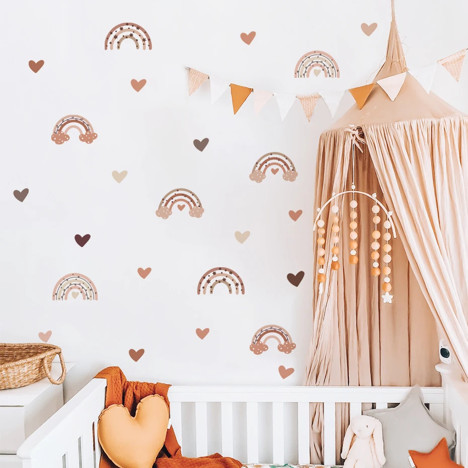 Pegatinas Pared Bebé Corazón Arcoíris Estilo Nórdico - imagen 3