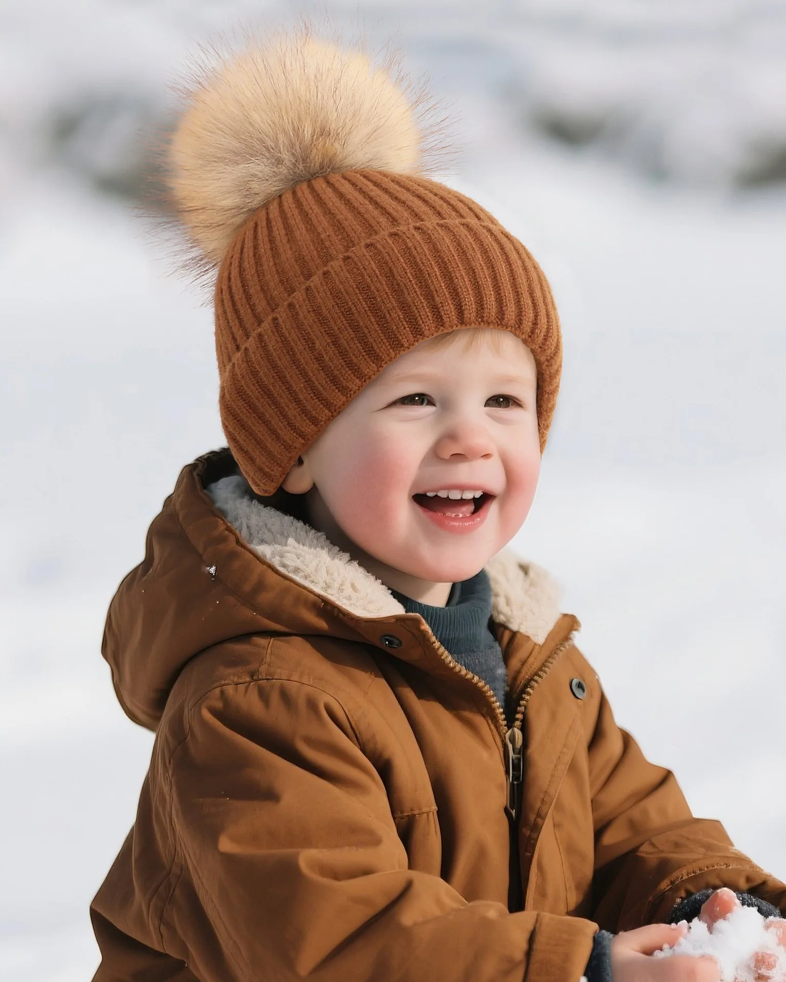 Vista del gorro puesto en un niño pequeño