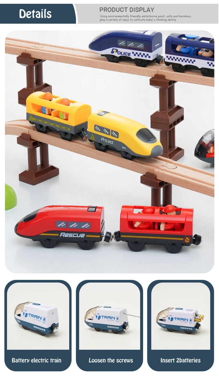 Tren de juguete magnético en acción