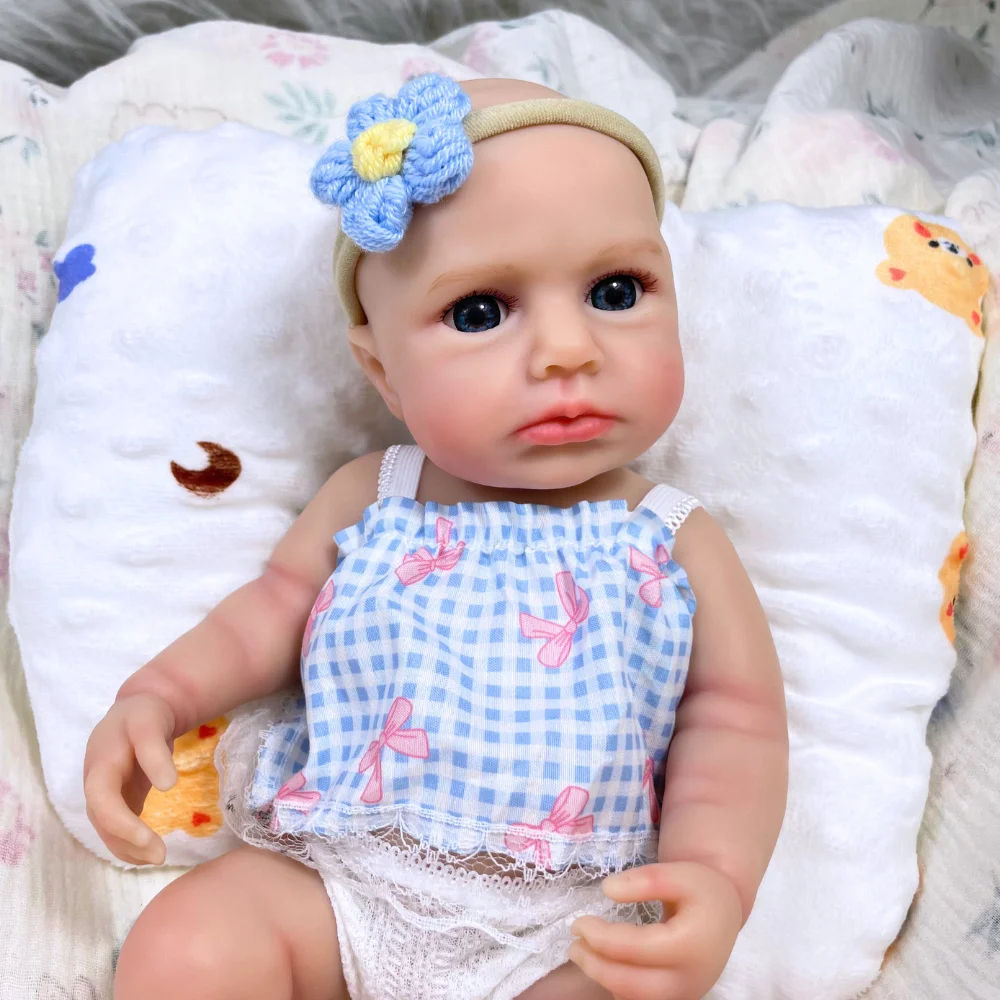 Muñeca bebé reborn LouLou ojos azules realistas de silicona suave - imagen 4