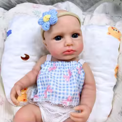 Muñeca bebé reborn LouLou ojos azules realistas de silicona suave