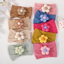 Astique turbante de nailon suave para bebé niña con diadema flores
