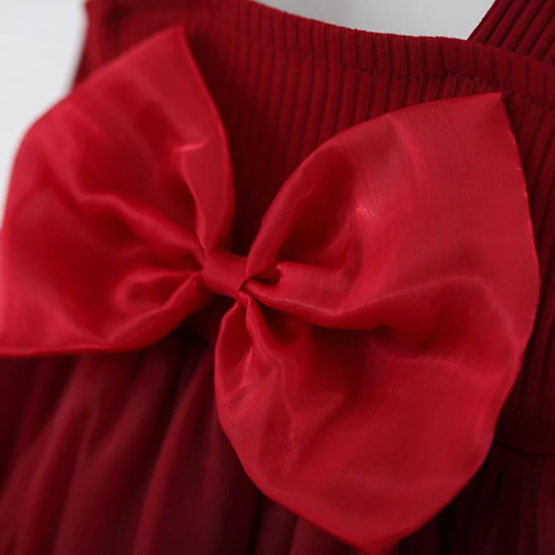 Vestido sin mangas de niña con lazo rojo estilo coreano - imagen 5