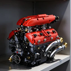 Bloques de construcción 3D motor V8 turbo motorizado