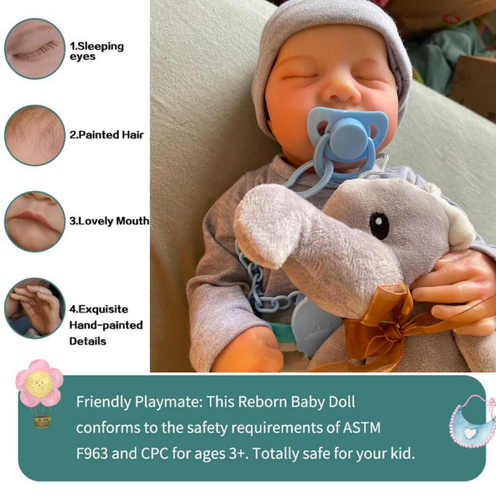 Bebé Reborn Levi realista durmiendo – Muñeca para niña - imagen 4