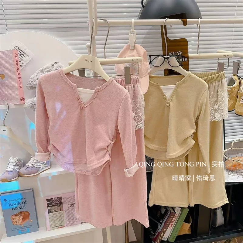 Conjunto de encaje para niña blusa manga larga y pantalón - imagen 4