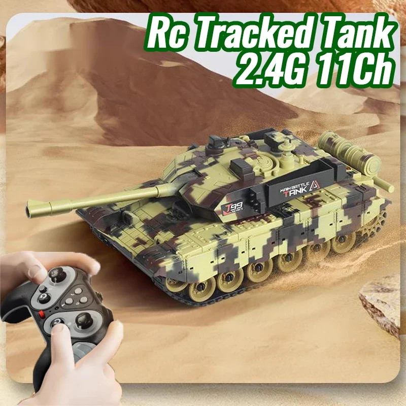 Tanque RC teledirigido con orugas de batalla eléctrico verde - imagen 4
