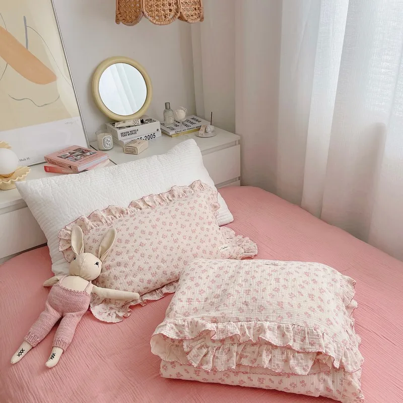 Funda nórdica de algodón con volantes para bebé – Estampado floral vintage - imagen 4