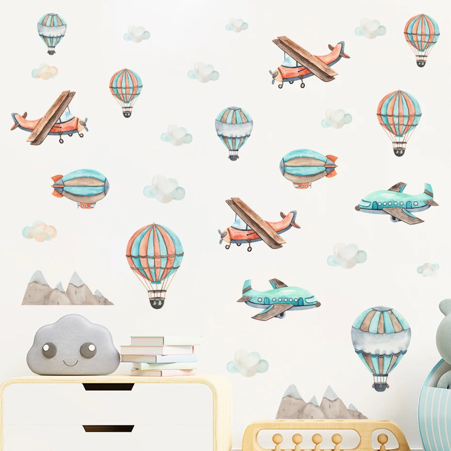 Avión de dibujos animados en estilo acuarela