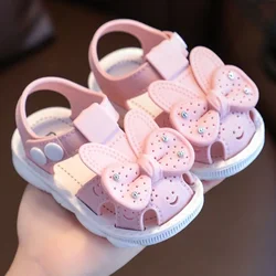 Sandalias de bebé con lazo y pedrería antideslizantes para niñas