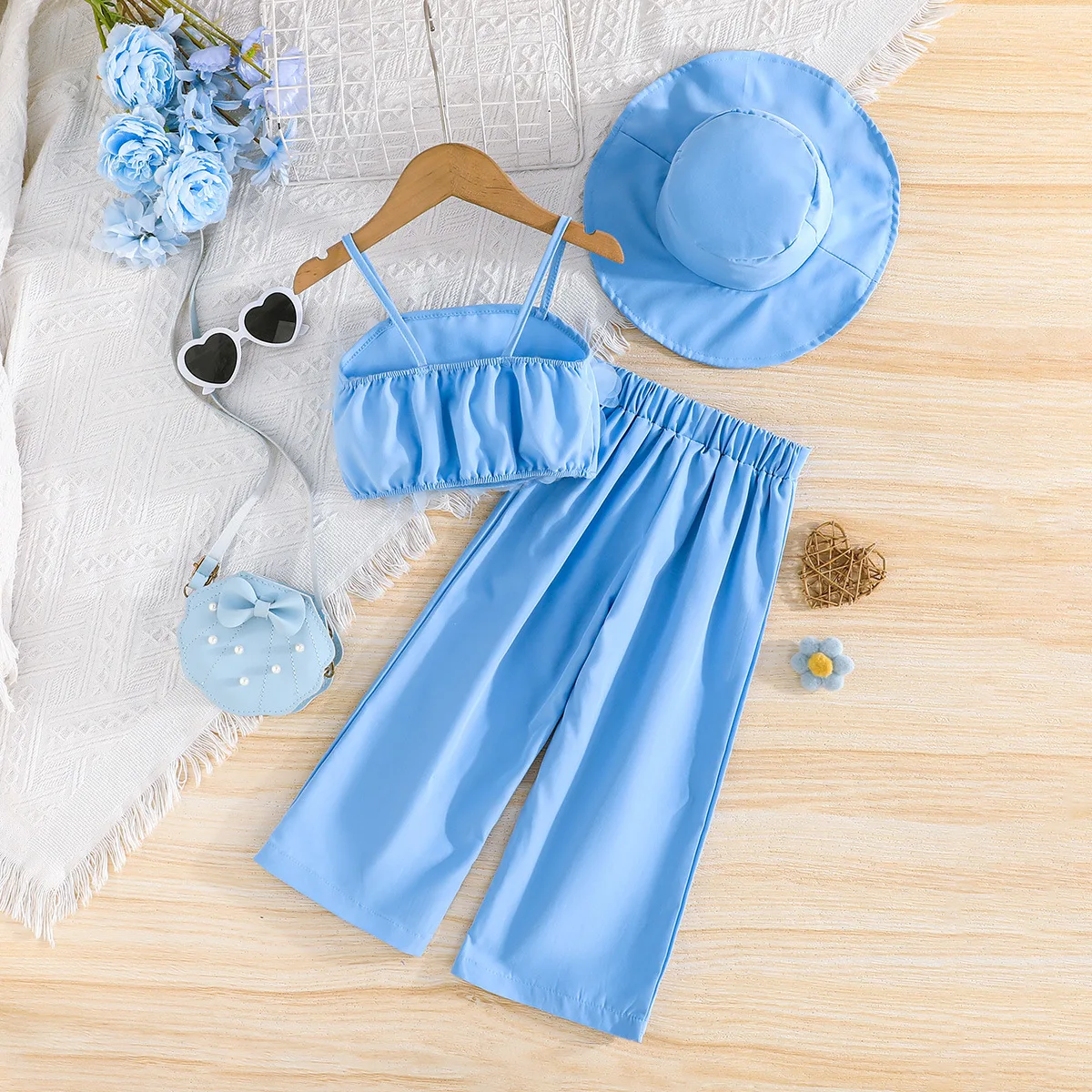 B091 Conjunto veraniego para niños: tops de malla sin mangas floral - imagen 5
