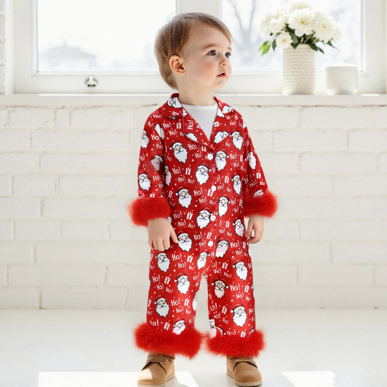 Tregren Pijama de Navidad tipo pelele satén para niña con botones - imagen 5