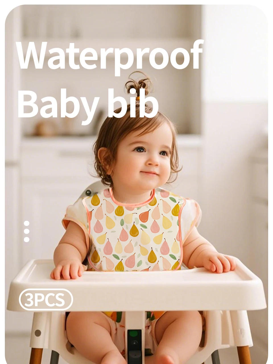 Set de tres baberos ajustables para bebé con bolsillo en colores neutros