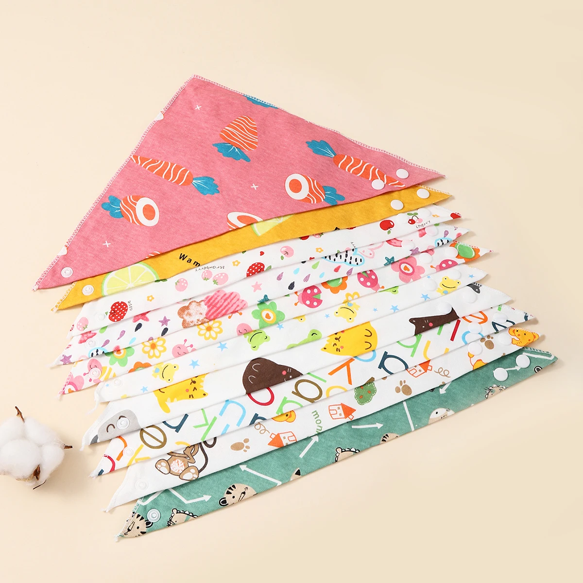 Baberos de bebé de algodón doble capa con bandana triangular - imagen 3