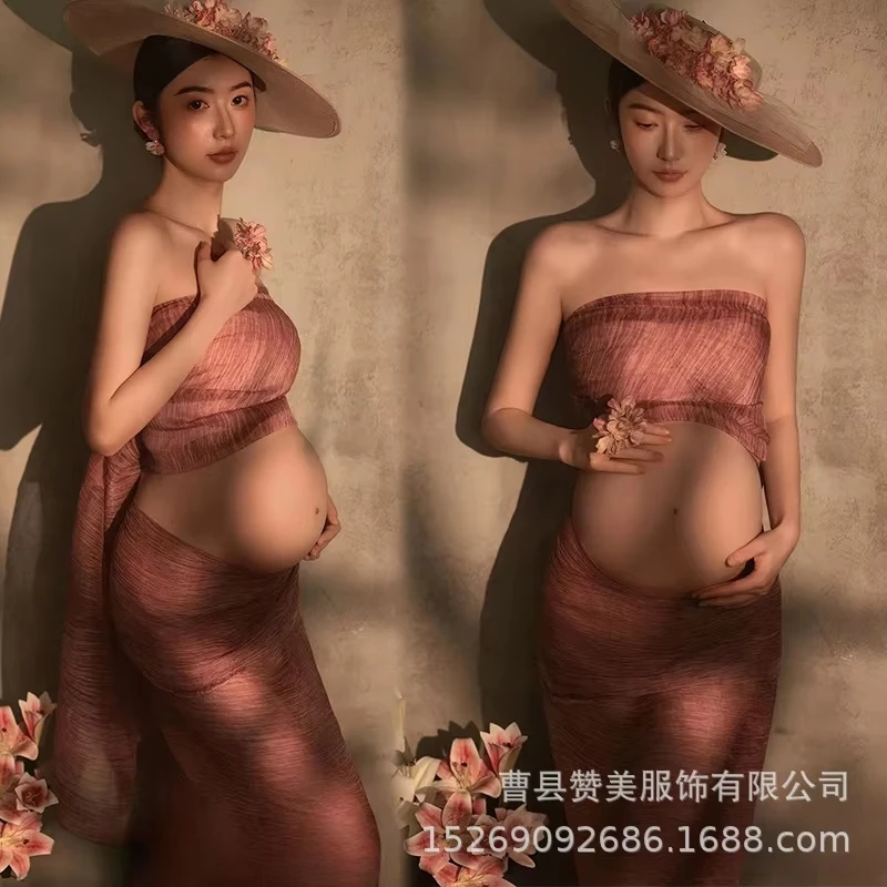 Vestido premamá elegante sin mangas para fotos de estilo retro - imagen 4