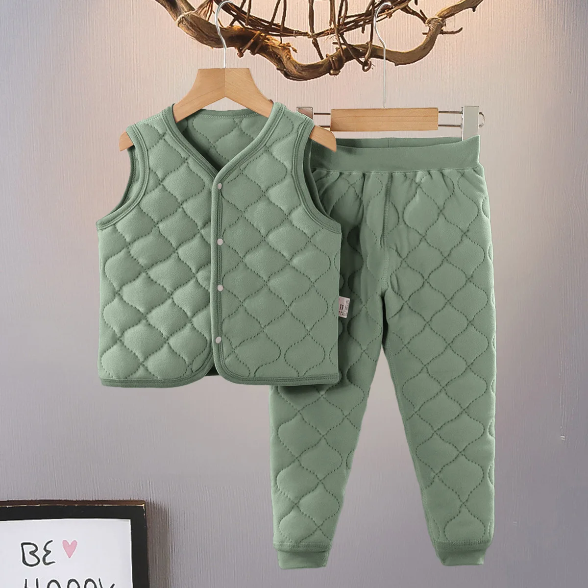Conjunto térmico invierno algodón niños chaleco acolchado y pantalones - imagen 3