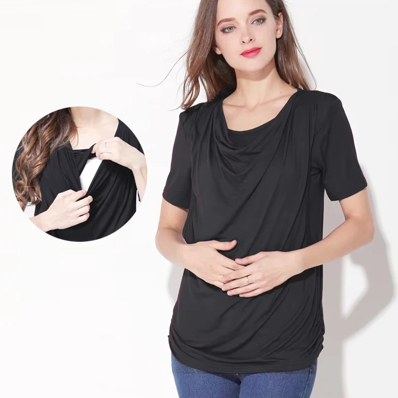 Camiseta de lactancia estival en modal, manga corta para posparto - imagen 2