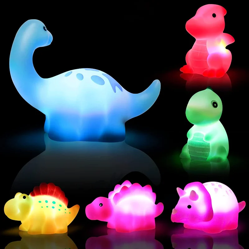 Juguete de baño dinosaurio flotante con luz LED para bebé unisex - imagen 3