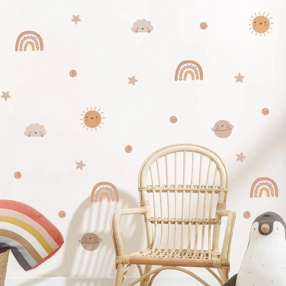 Pegatinas bohemias de arcoíris y sol removibles para habitación - imagen 5